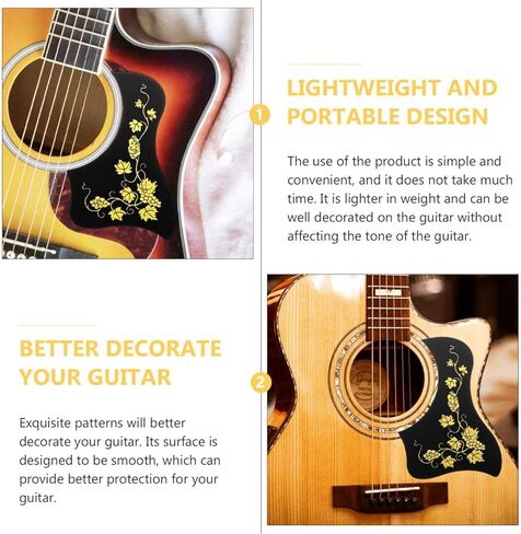 جيتار صوتي Pickguard 2 قطعة لوحة خدش واقية من مادة PVC الذهبية مقاس 6.69 × 4.53 بوصة حماية متينة لجسم الجيتار in Saudi Arabia