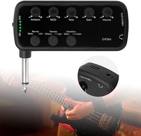 Generic جيتار مضخم ضوت سماعات الأذن USB ملحقات أدوات صغيرة مدمجة 3 تأثيرات التوصيل والتشغيل لممارسة المنزل in Saudi Arabia