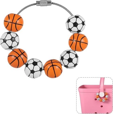 Sports Ball Bag Charms, Wooden Ball Bag Charms Decorative Basketball Soccer Bag Accessories for Bogg Bag (Basketball & Soccer) in Saudi Arabia