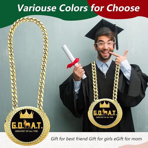 Greatest of All Time Turnover Chain - 6" Big Gold Awards Medal Goat Trophy Necklace Champion Chain for Football Fantasy Basketball Soccer Sports Achievements MVP Turnover Chain Athlete Prize Gifts in Saudi Arabia