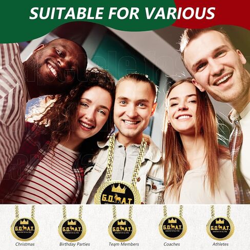 Greatest of All Time Turnover Chain - 6" Big Gold Awards Medal Goat Trophy Necklace Champion Chain for Football Fantasy Basketball Soccer Sports Achievements MVP Turnover Chain Athlete Prize Gifts in Saudi Arabia
