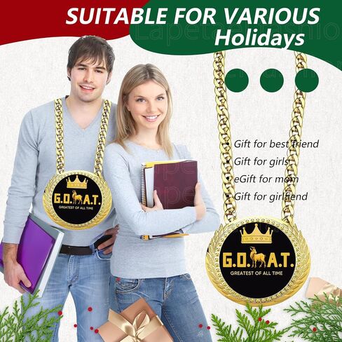 Greatest of All Time Turnover Chain - 6" Big Gold Awards Medal Goat Trophy Necklace Champion Chain for Football Fantasy Basketball Soccer Sports Achievements MVP Turnover Chain Athlete Prize Gifts in Saudi Arabia