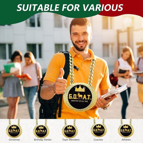 Greatest of All Time Turnover Chain - 6" Big Gold Awards Medal Goat Trophy Necklace Champion Chain for Football Fantasy Basketball Soccer Sports Achievements MVP Turnover Chain Athlete Prize Gifts in Saudi Arabia
