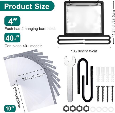 Premium Race Bib and Medal Display for Runners, Medal Hanger Display with Bib Holder Wall Mount Rack Organizes 40+ Medals & 20 Race Numbers Perfect Marathon Running Gift in Saudi Arabia