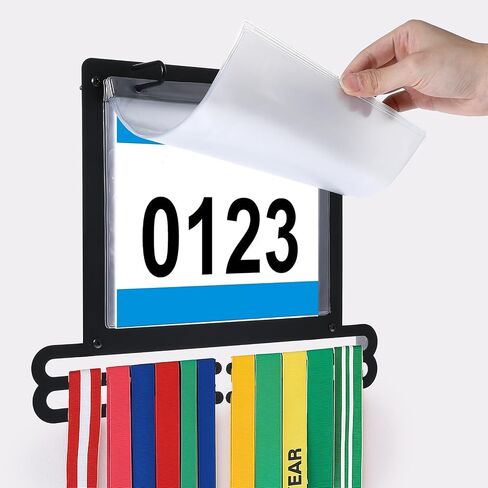 Premium Race Bib and Medal Display for Runners, Medal Hanger Display with Bib Holder Wall Mount Rack Organizes 40+ Medals & 20 Race Numbers Perfect Marathon Running Gift in Saudi Arabia