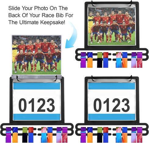 Premium Race Bib and Medal Display for Runners, Medal Hanger Display with Bib Holder Wall Mount Rack Organizes 40+ Medals & 20 Race Numbers Perfect Marathon Running Gift in Saudi Arabia