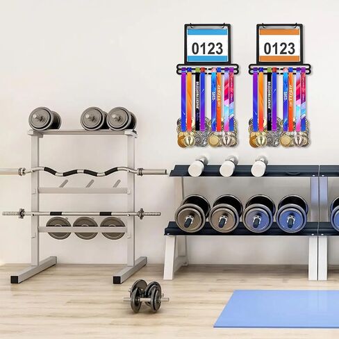 Premium Race Bib and Medal Display for Runners, Medal Hanger Display with Bib Holder Wall Mount Rack Organizes 40+ Medals & 20 Race Numbers Perfect Marathon Running Gift in Saudi Arabia