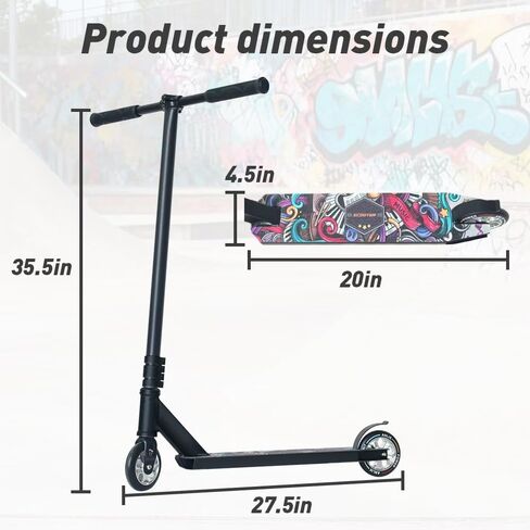 Pro Freestyle Stunt Scooter - سكوتر خدعة من الألومنيوم خفيف الوزن بعجلات 110 مم، سطح T6 معزز ومحامل ABEC-9 | الأطفال والمراهقين والكبار 8+ in Kuwait