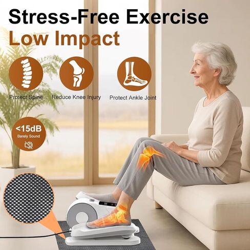VIVURN® 028 Under Desk Elliptical 12 Speed 5 Modes Motorized Leg Exerciser While Sitting for Seniors As Seen on TV Low Impact Electric Pedal Exerciser with Non-Slip Mat Quiet for Home and Office in Kuwait