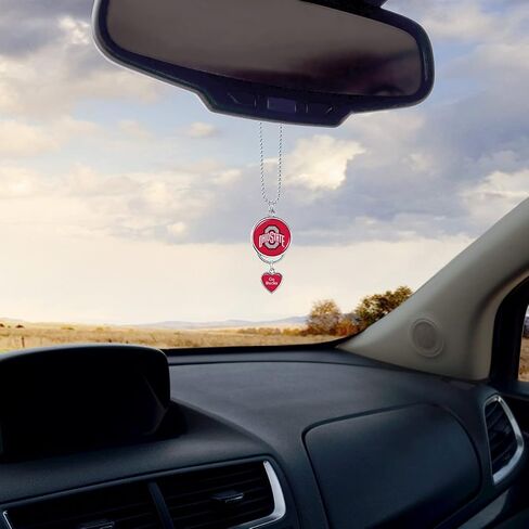 Ohio State Buckeyes Rear View Mirror Car Vehicle Truck Charm Circle Heart Spirit Slogan OSU in Saudi Arabia