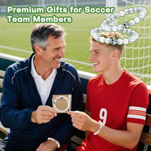 16 مجموعة من الأساور الرياضية لكرة القدم والكرة الطائرة والأساور الرياضية الساحرة وهدايا الفريق سوار مطرز بالفيروز الأبيض الطبيعي مع بطاقة ملهمة للاعبي الرياضة وحفلات التخرج وحفلات أعياد الميلاد in Kuwait