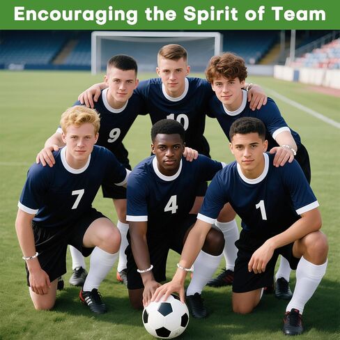 16 مجموعة من الأساور الرياضية لكرة القدم والكرة الطائرة والأساور الرياضية الساحرة وهدايا الفريق سوار مطرز بالفيروز الأبيض الطبيعي مع بطاقة ملهمة للاعبي الرياضة وحفلات التخرج وحفلات أعياد الميلاد in Kuwait