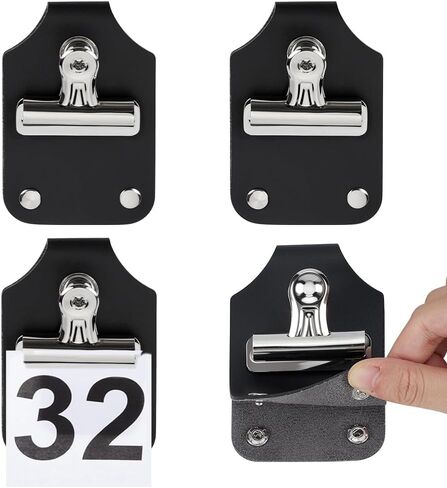 BENECREAT 4 Pcs Livestock Show Number Holder, Show Number Clip Holder, Leather Clip for Number Plate Support, 2.6 x 4 x 0.9 inch, Black in Saudi Arabia