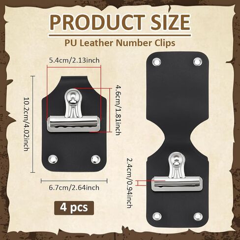 BENECREAT 4 Pcs Livestock Show Number Holder, Show Number Clip Holder, Leather Clip for Number Plate Support, 2.6 x 4 x 0.9 inch, Black in Saudi Arabia