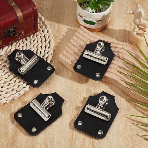 BENECREAT 4 Pcs Livestock Show Number Holder, Show Number Clip Holder, Leather Clip for Number Plate Support, 2.6 x 4 x 0.9 inch, Black in Saudi Arabia