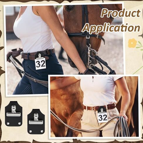 BENECREAT 4 Pcs Livestock Show Number Holder, Show Number Clip Holder, Leather Clip for Number Plate Support, 2.6 x 4 x 0.9 inch, Black in Saudi Arabia