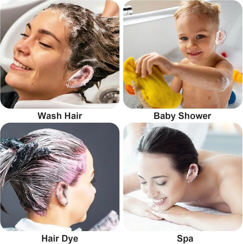 400 Pcs Ear Covers for Shower, Ear Covers for Hair Dye Ears Plugs for Swimming Disposable Shower Caps for Salon Bathing Clear Waterproof Ears Protection for Spa Home Hotel Hairs Dye in Saudi Arabia