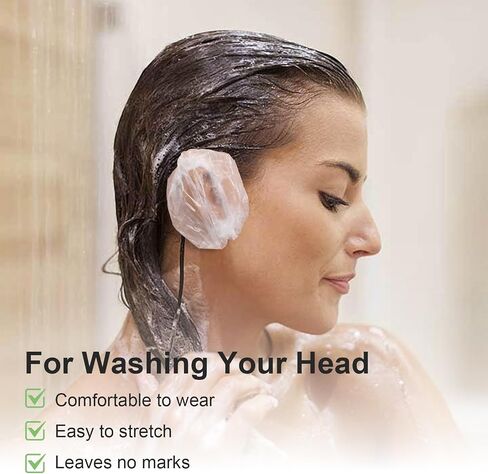 400 Pcs Ear Covers for Shower, Ear Covers for Hair Dye Ears Plugs for Swimming Disposable Shower Caps for Salon Bathing Clear Waterproof Ears Protection for Spa Home Hotel Hairs Dye in Saudi Arabia