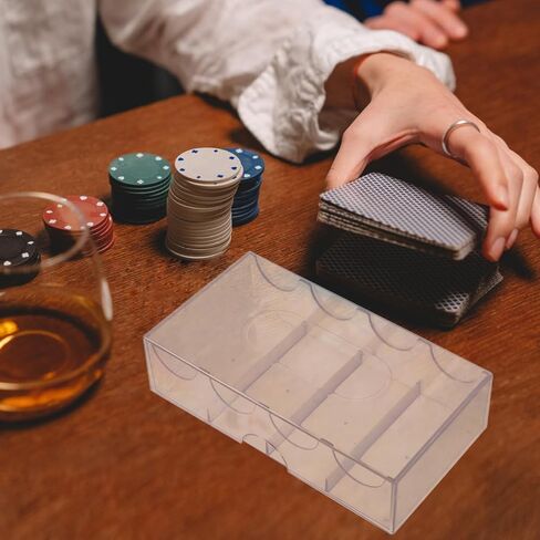 SAFIGLE Transparent Multi-Grid Poker Chip Storage Box - 4 Compartment Acrylic Organizer for Poker Chips and Small Items - Compact Chips Chip Case Chip Holder in Saudi Arabia