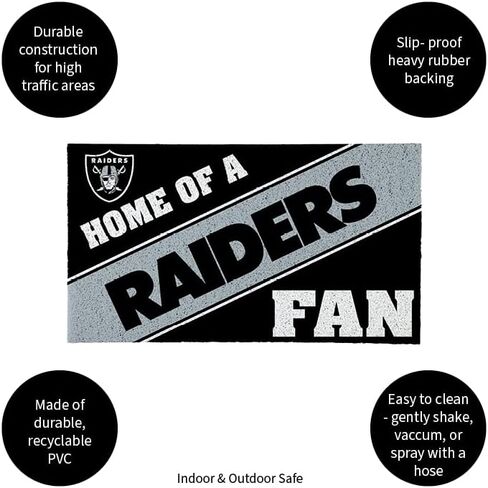 سجادة باب رياضية مرخصة رسميًا مقاس 28 × 16 بوصة من Team Sports America Oakland Raiders، سجادة لمحبي الرياضات الداخلية والخارجية مقاس 28 × 16 بوصة in Saudi Arabia