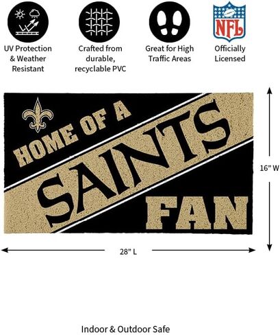 Team Sports America New Orleans Saints, Officially Licensed Door Mat 28 x 16 Inches Indoor Outdoor Sports Fan Rug in Saudi Arabia