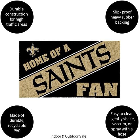 Team Sports America New Orleans Saints, Officially Licensed Door Mat 28 x 16 Inches Indoor Outdoor Sports Fan Rug in Saudi Arabia