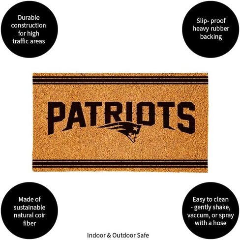 Team Sports America NFL New England Patriots Sports Doormat | Indoor Outdoor Entrance | 28 x 16 Inches | Non-Slip Front Door Mats | Official Licensed | Sports Fans Entryway Welcome Rug in Saudi Arabia