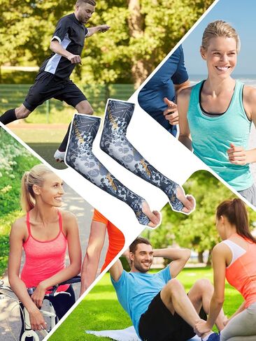 JenPen 6 Pairs Arm Sleeve with Thumb Holes Women Men UV Protection Cooling Sleeve Sports Compression Unisex Sleeve for Summer(Stylish Style) in Saudi Arabia