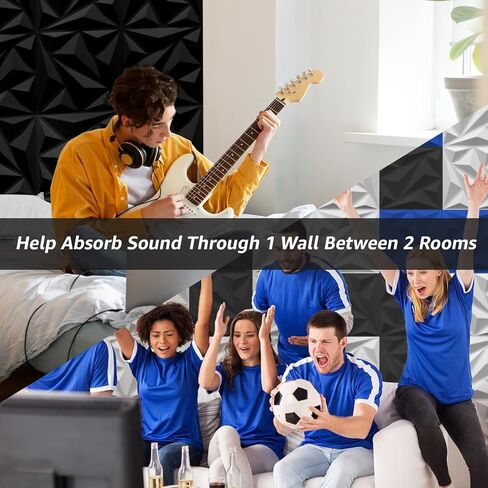 لوحات صوتية من Art3dwallpanels مكونة من 20 قطعة من ألواح الجدران العازلة للصوت من الإسفنج الصوتي لتخميد الصوت، ممتصة للصوت ثلاثي الأبعاد، 30.48 سم × 30.48 سم، أسود in Kuwait