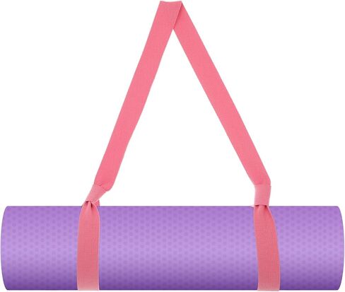 Grevosea Adjustable Yoga Mat Strap, Yoga Strap for Carrying Mat Thick and Wide Yoga Mat Carrier with Hook and Loop Closure for All Mat Sizes Comfortable and Durable Pink - Mat Not Included in Saudi Arabia