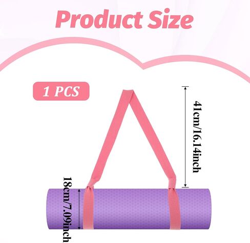 Grevosea Adjustable Yoga Mat Strap, Yoga Strap for Carrying Mat Thick and Wide Yoga Mat Carrier with Hook and Loop Closure for All Mat Sizes Comfortable and Durable Pink - Mat Not Included in Saudi Arabia