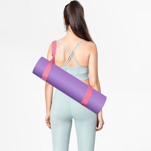 Grevosea Adjustable Yoga Mat Strap, Yoga Strap for Carrying Mat Thick and Wide Yoga Mat Carrier with Hook and Loop Closure for All Mat Sizes Comfortable and Durable Pink - Mat Not Included in Saudi Arabia