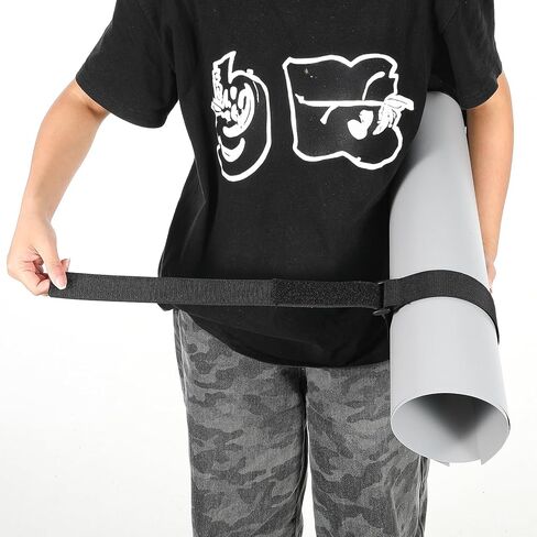 2 Pcs Yoga Mat Strap Adjustable Heavy Duty Bungee Straps Band Elastic Bungee Wrap Organizer Black Hook and Loop Storage Strap for Exercise Workout Pilates Yoga Mat Storage Gym in Kuwait