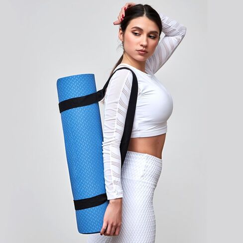2 PCS Yoga Mat Carry Strap Yoga Mat Sling Mats Slap Band Easy Holder Strap Adjustable Durable Exercise Carrier for Carrying Exercise Mats or Stretching (Black) in Saudi Arabia