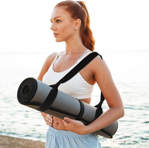 2 PCS Yoga Mat Carry Strap Yoga Mat Sling Mats Slap Band Easy Holder Strap Adjustable Durable Exercise Carrier for Carrying Exercise Mats or Stretching (Black) in Saudi Arabia