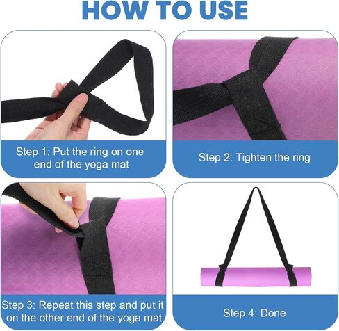 2 PCS Yoga Mat Carry Strap Yoga Mat Sling Mats Slap Band Easy Holder Strap Adjustable Durable Exercise Carrier for Carrying Exercise Mats or Stretching (Black) in Saudi Arabia