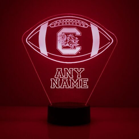 Custom University of South Carolina Gamecocks Football LED Sign Night Light Lamp with Remote and Personalized Name or Image, Officially Licensed from The CLC by Mirror Magic Gifts, Made in The USA in Saudi Arabia