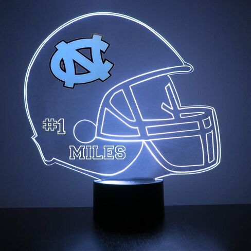 Custom University of North Carolina (UNC) Tar Heels Football Helmet LED Sign Night Light Lamp - Remote, Personalized Text, Officially Licensed from The CLC by Mirror Magic Gifts, Made in The USA 1 in Saudi Arabia