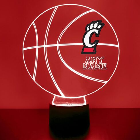 Custom University of Cincinnati (UC) Bearcats Volleyball LED Sign Night Light Lamp with Remote, Personalized Name, Text, Officially Licensed from The CLC by Mirror Magic Gifts, Made in The USA in Saudi Arabia
