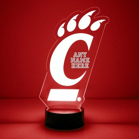 Custom University of Cincinnati (UC) Bearcats Volleyball LED Sign Night Light Lamp with Remote, Personalized Name, Text, Officially Licensed from The CLC by Mirror Magic Gifts, Made in The USA in Saudi Arabia