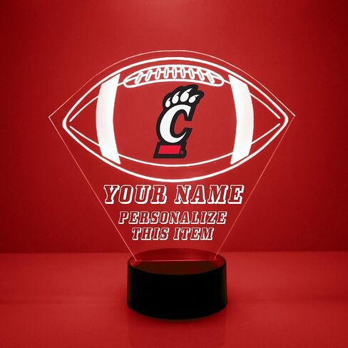 Custom University of Cincinnati (UC) Bearcats Volleyball LED Sign Night Light Lamp with Remote, Personalized Name, Text, Officially Licensed from The CLC by Mirror Magic Gifts, Made in The USA in Saudi Arabia