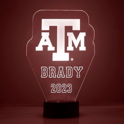 Custom Texas A&M University Aggies Logo LED Sign Night Light Lamp with Remote and Personalized Name or Image, Officially Licensed from The CLC by Mirror Magic Gifts, Made in The USA in Saudi Arabia