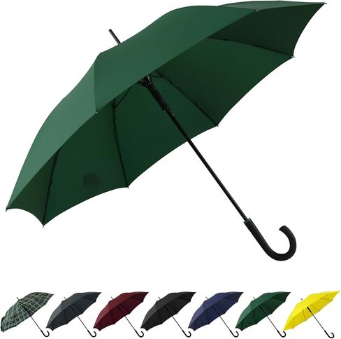 Large Stick Umbrella Windproof Automatic Open 50 Inch Umbrella with Hook Handle,Over Sized J Handle Umbrellas for Men and Women,Windproof Unbreakable Stick Rain Golf Umbrella. in Saudi Arabia