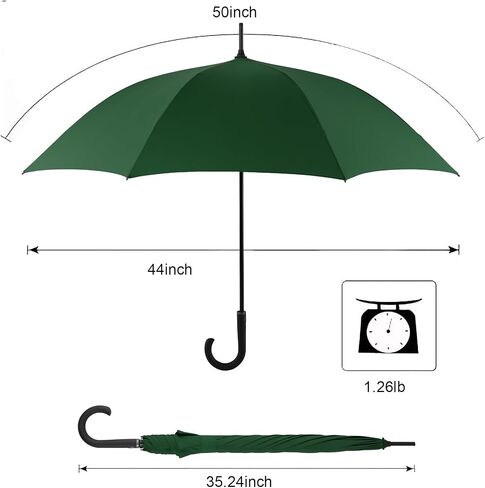 Large Stick Umbrella Windproof Automatic Open 50 Inch Umbrella with Hook Handle,Over Sized J Handle Umbrellas for Men and Women,Windproof Unbreakable Stick Rain Golf Umbrella. in Saudi Arabia