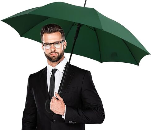 Large Stick Umbrella Windproof Automatic Open 50 Inch Umbrella with Hook Handle,Over Sized J Handle Umbrellas for Men and Women,Windproof Unbreakable Stick Rain Golf Umbrella. in Saudi Arabia