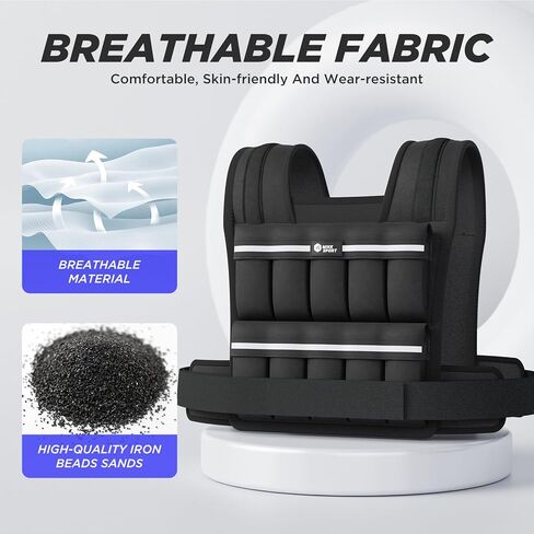 سترة مرجحة، سترة مرجحة قابلة للتعديل بوزن 20 رطلاً/30 رطلًا للرجال، سترة وزن 20 في 1 قابلة للتعديل بسرعة، سترة تمرين للمشي في المنزل وتدريب القوة وفقدان الوزن in Kuwait