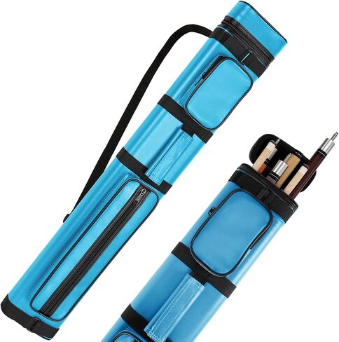 حافظة عصا البلياردو AKLOT مقاس 3×3/4×4، حافظة جلدية صلبة لعصي البلياردو 1/2، حقائب حمل احترافية 6/8 أنبوبة لحمل عصا البلياردو وجيوب متعددة، حزام كتف، مقبض in Kuwait