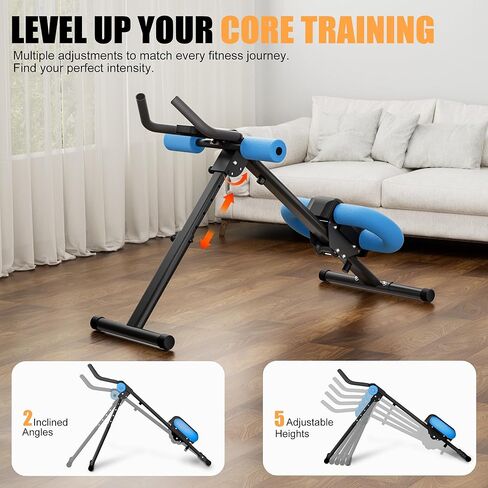 مدربي البطن - جهاز تدريب عضلات البطن قابل للتعديل، معدات تمرين البطن قابلة للطي مع حماية للركبة - مدرب القوة الأساسية في صالة الألعاب الرياضية المنزلية للرجال والنساء in Kuwait