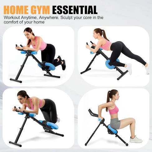 مدربي البطن - جهاز تدريب عضلات البطن قابل للتعديل، معدات تمرين البطن قابلة للطي مع حماية للركبة - مدرب القوة الأساسية في صالة الألعاب الرياضية المنزلية للرجال والنساء in Kuwait