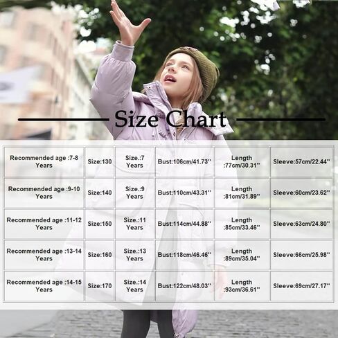 Winter Coats for Girls with Hood Thicken Water Resistant Long Puffer Jacket Trendy Warm Quilted Jackets 7-15 Years in Saudi Arabia